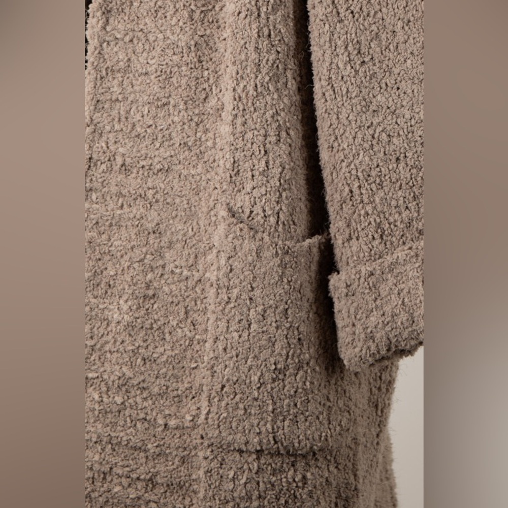 357. LAst 2! 🛑MIRACLE AT COST Hood Duster Cardigan Sweater cuff tan Fuzzy Pocket - Picture 4 of 4